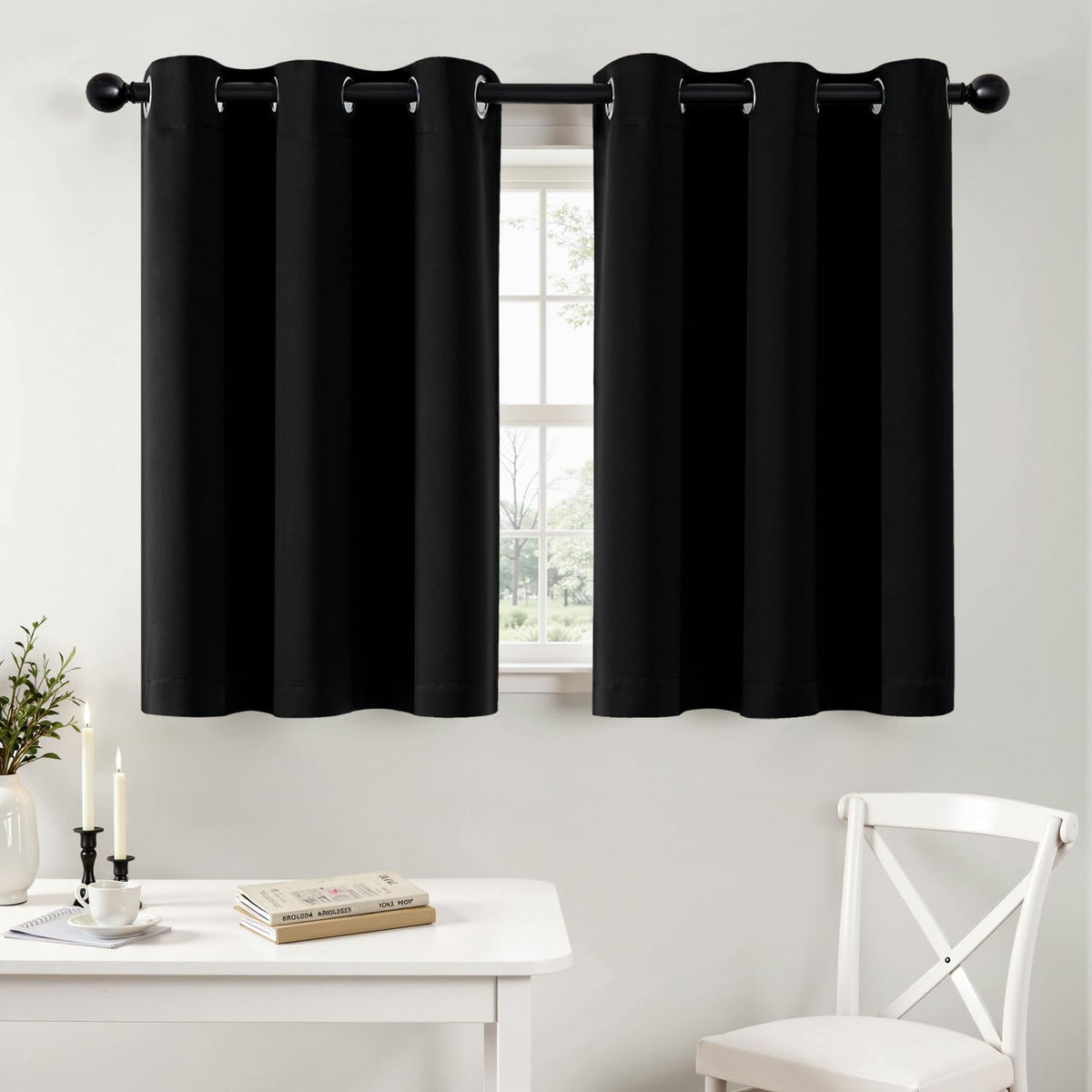 MIULEE Blackout Curtains for Bedroom 2 Panels 40 x 63 Inch Long Black