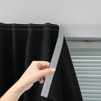Adhesive Blackout Curtains- Self Stick Shades Window Blinds Curtains No Rod Needed Easy to Hang Curtains, Use for Bedroom, Living Room, Dining Room, Kitchen, Home Office, 35"W X 59"L, Black, 1 Panel