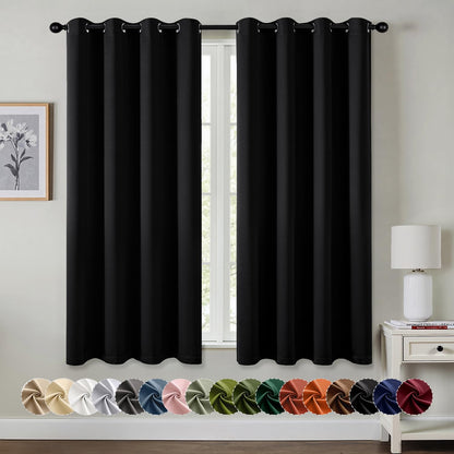 MIULEE Blackout Curtains for Bedroom 2 Panels 40 x 63 Inch Long Black