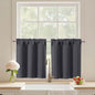 Black Cafe Curtains 24 Inch Length, Light Blocking Short Kitchen Window Curtains Over Sink, Half Window Blackout Drapes Tier Rod Pocket for Bathroom Basement Cabinet, 2x30Wx24L Inches