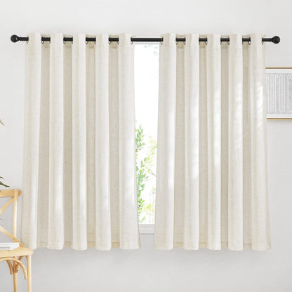 NICETOWN Semi Sheer Linen Ivory Curtains for Bedroom, W52xL84, 2 Panels