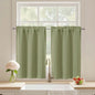 Black Cafe Curtains 24 Inch Length, Light Blocking Short Kitchen Window Curtains Over Sink, Half Window Blackout Drapes Tier Rod Pocket for Bathroom Basement Cabinet, 2x30Wx24L Inches