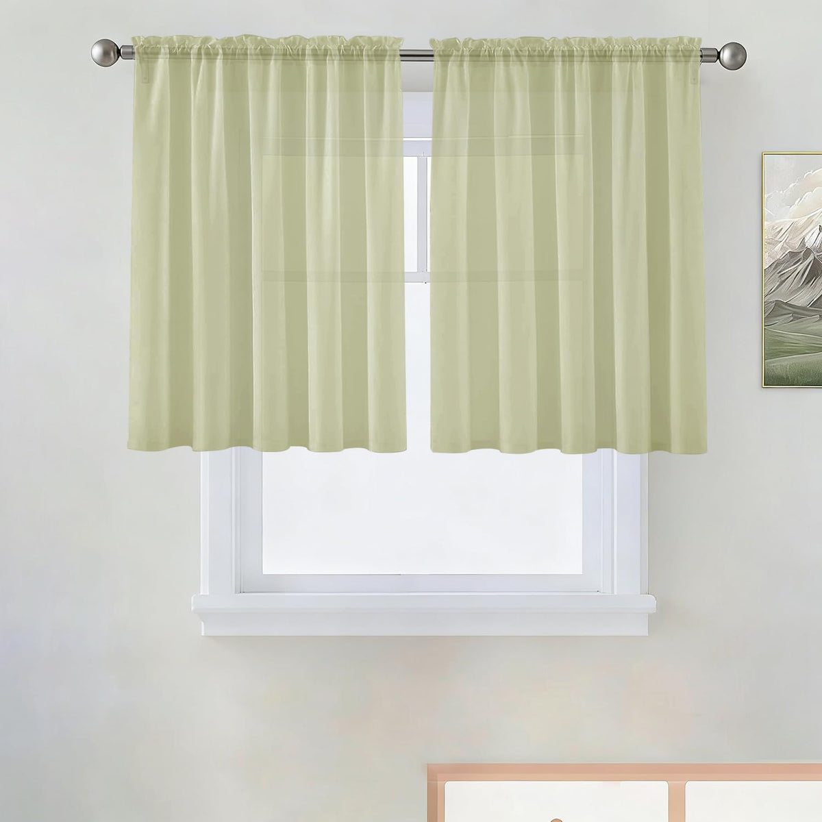 SpaceDresser Sheer Voile Curtains for Living Room 84 Inch Long 2 Panels
