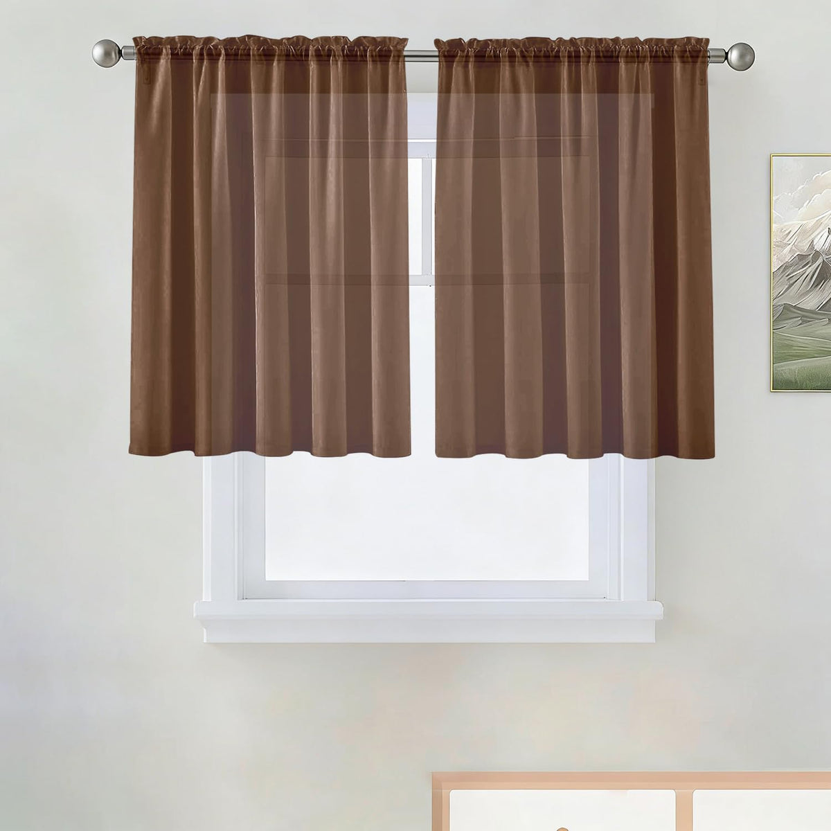 SpaceDresser Sheer Voile Curtains for Living Room 84 Inch Long 2 Panels