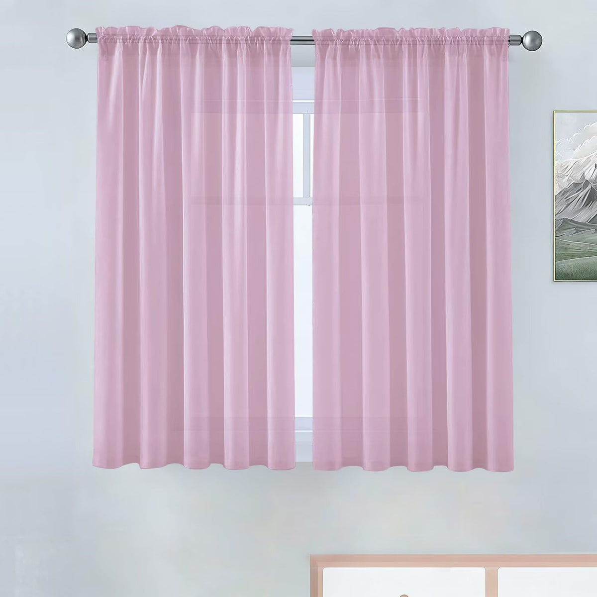 SpaceDresser Sheer Voile Curtains for Living Room 84 Inch Long 2 Panels