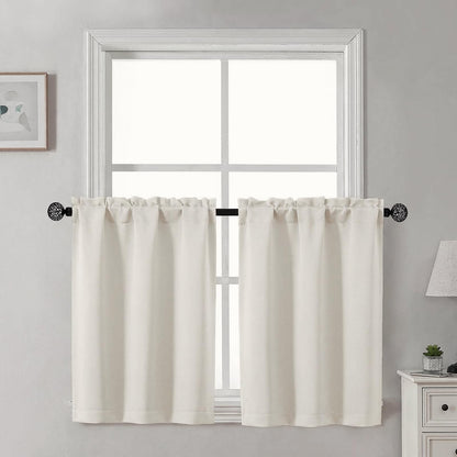Gwine Black Tier Curtains 24 Inch Long 2 Panels for Kitchen