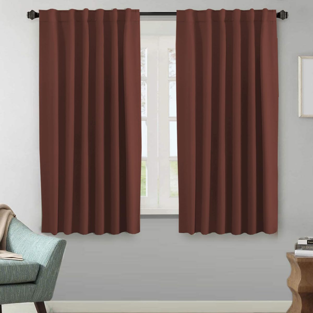 H.VERSAILTEX Blackout Curtains Thermal Insulated Window Treatment Panels Room Darkening Blackout Drapes for Living Room Back Tab/Rod Pocket Bedroom Draperies, 52 x 84 Inch, Light Sage, 2 Panels