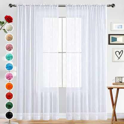 SpaceDresser Sheer Voile Curtains for Living Room 84 Inch Long 2 Panels