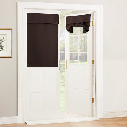 RYB HOME Blackout French Door Curtain, No Drill, W26 x L69, Black, 1 Panel