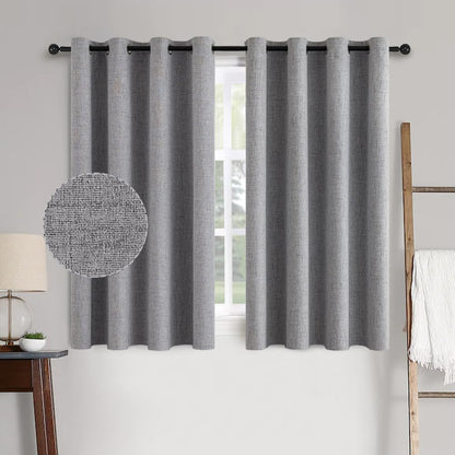MIULEE 100% Blackout Linen Curtains for Bedroom 52x90 Inches Natural Beige