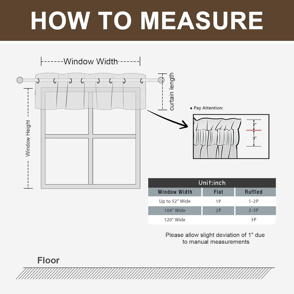 H.VERSAILTEX Blackout Curtain Valances for Kitchen Window/Living Room/Bathroom Privacy Added Rod Pocket Home Decoration Winow Valance, 52" W x 18" L, Floral in Sage and Brown