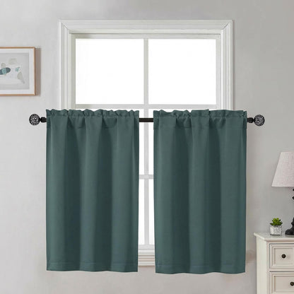 Gwine Black Tier Curtains 24 Inch Long 2 Panels for Kitchen