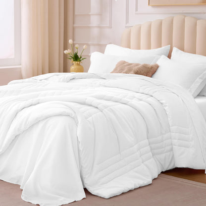 Queen Comforter Set with Sheets, 7-Piece Bed in a Bag Queen Black