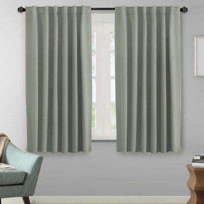 H.VERSAILTEX Blackout Curtains Thermal Insulated Window Treatment Panels Room Darkening Blackout Drapes for Living Room Back Tab/Rod Pocket Bedroom Draperies, 52 x 84 Inch, Light Sage, 2 Panels