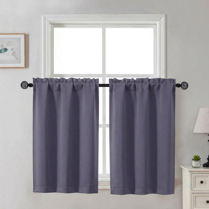 Gwine Black Tier Curtains 24 Inch Long 2 Panels for Kitchen