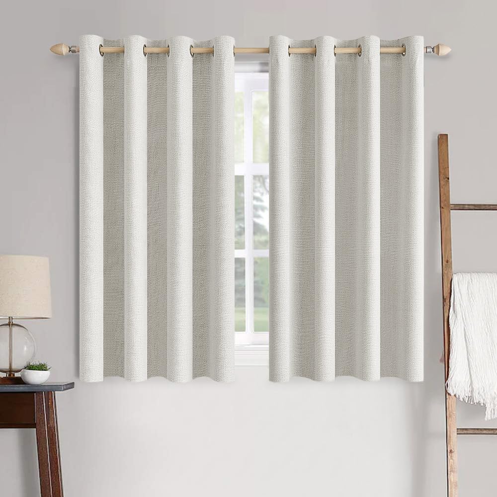 MIULEE 100% Blackout Linen Curtains for Bedroom 52x84 Inches Natural Beige