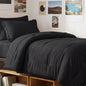 CozyLux Queen Comforter Set Black, 7 Pieces Bed in a Bag