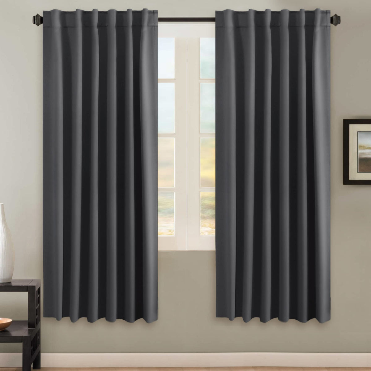 H.VERSAILTEX Blackout Curtains Thermal Insulated Window Treatment Panels Room Darkening Blackout Drapes for Living Room Back Tab/Rod Pocket Bedroom Draperies, 52 x 84 Inch, Light Sage, 2 Panels