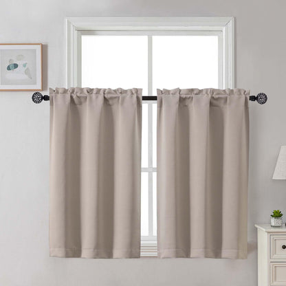 Gwine Black Tier Curtains 24 Inch Long 2 Panels for Kitchen