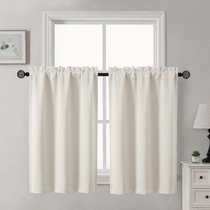 Gwine Black Tier Curtains 24 Inch Long 2 Panels for Kitchen