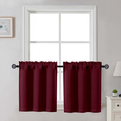 Gwine Black Tier Curtains 24 Inch Long 2 Panels for Kitchen