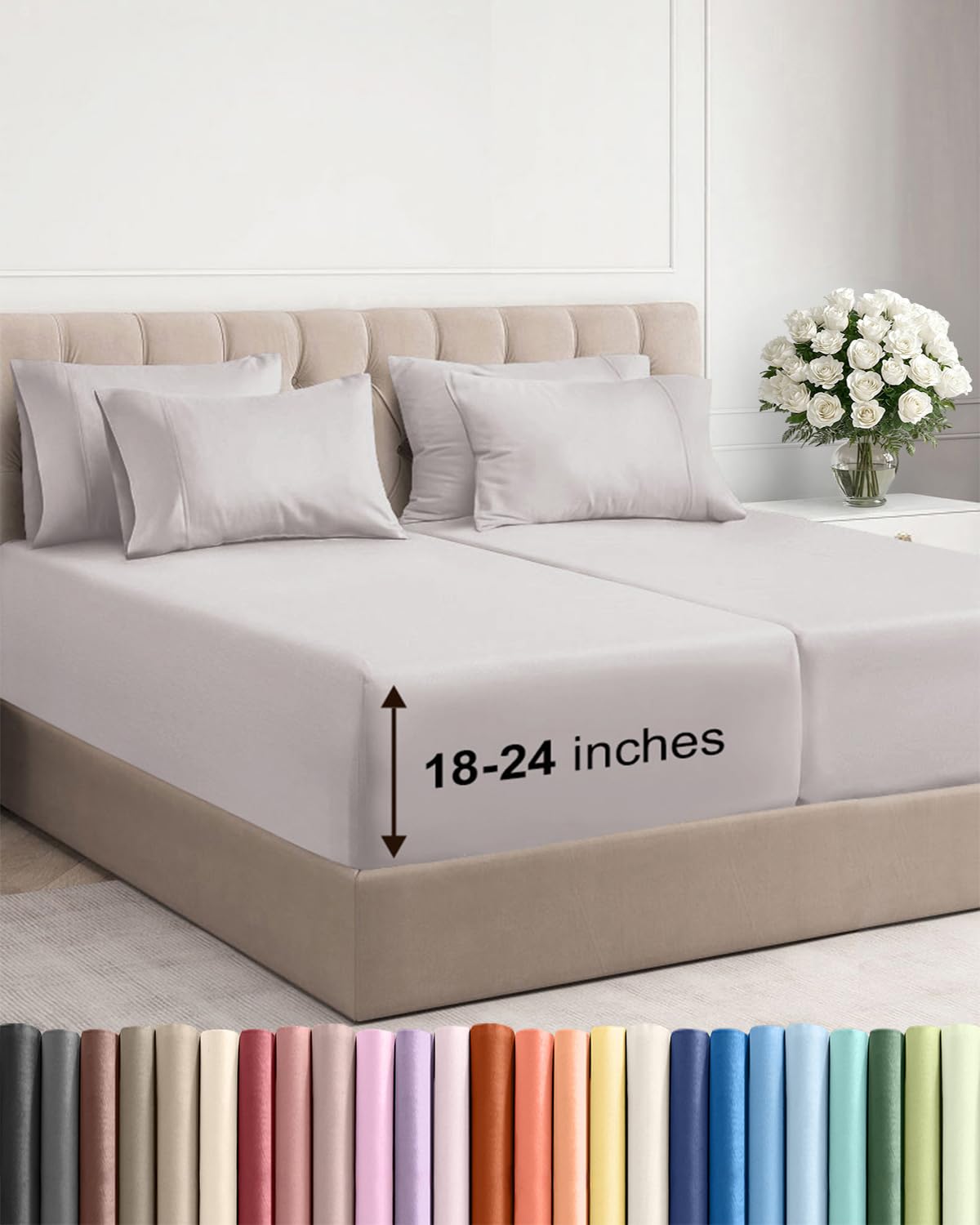 CGK Extra Deep King Sheet Set - 6pc Cooling Sheets - White
