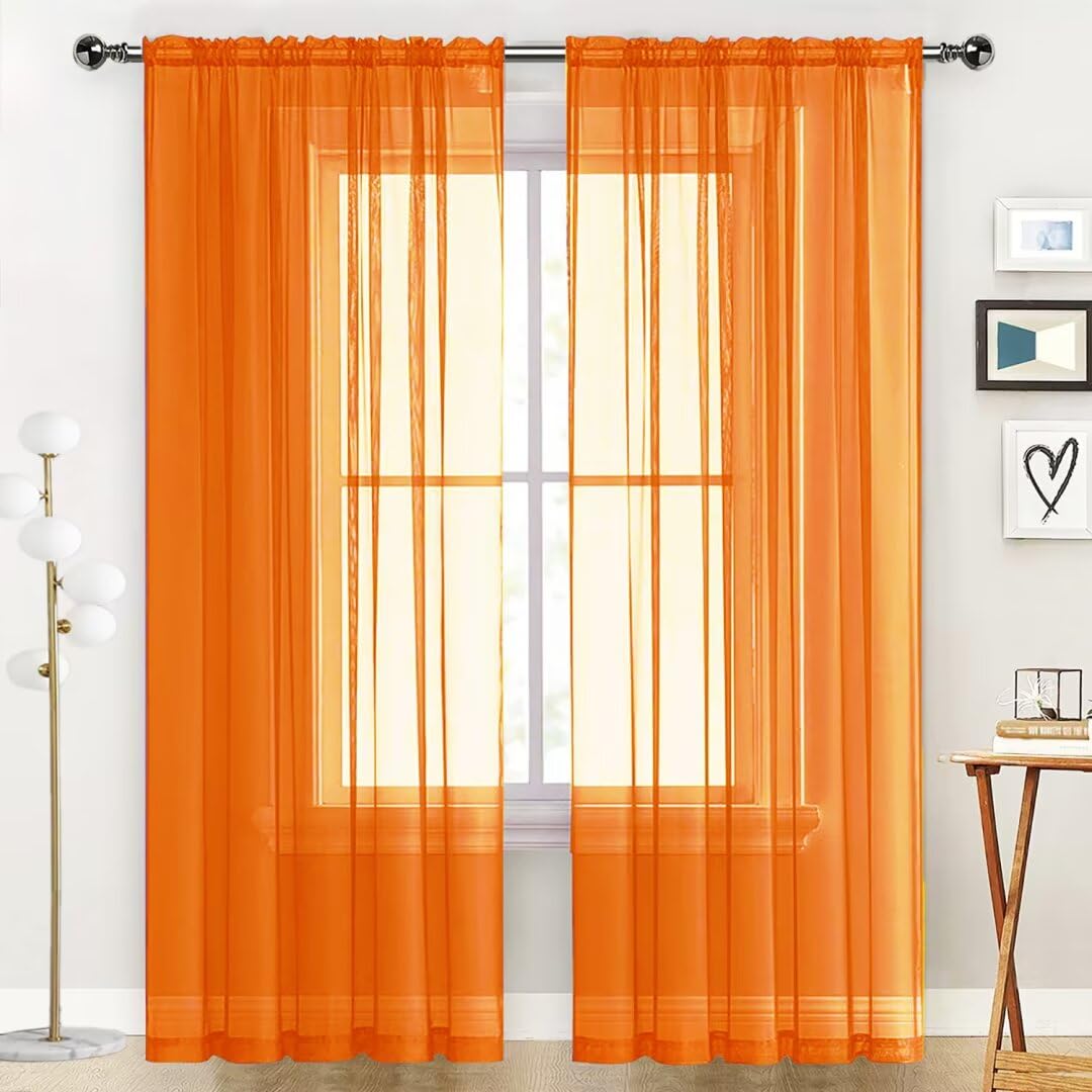 SpaceDresser Sheer Voile Curtains for Living Room 84 Inch Long 2 Panels