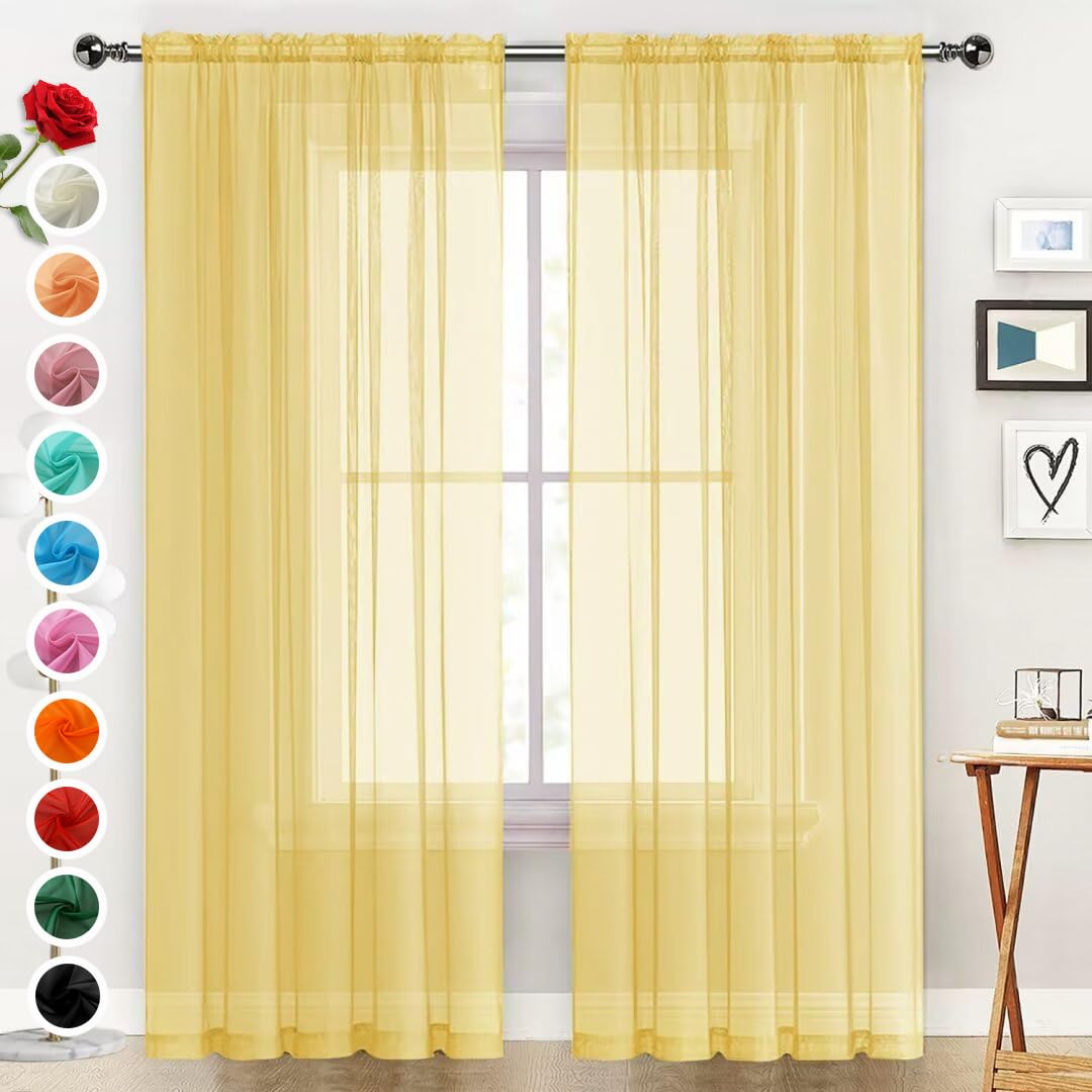 SpaceDresser Sheer Voile Curtains for Living Room 84 Inch Long 2 Panels