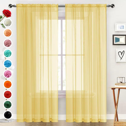 SpaceDresser Sheer Voile Curtains for Living Room 84 Inch Long 2 Panels