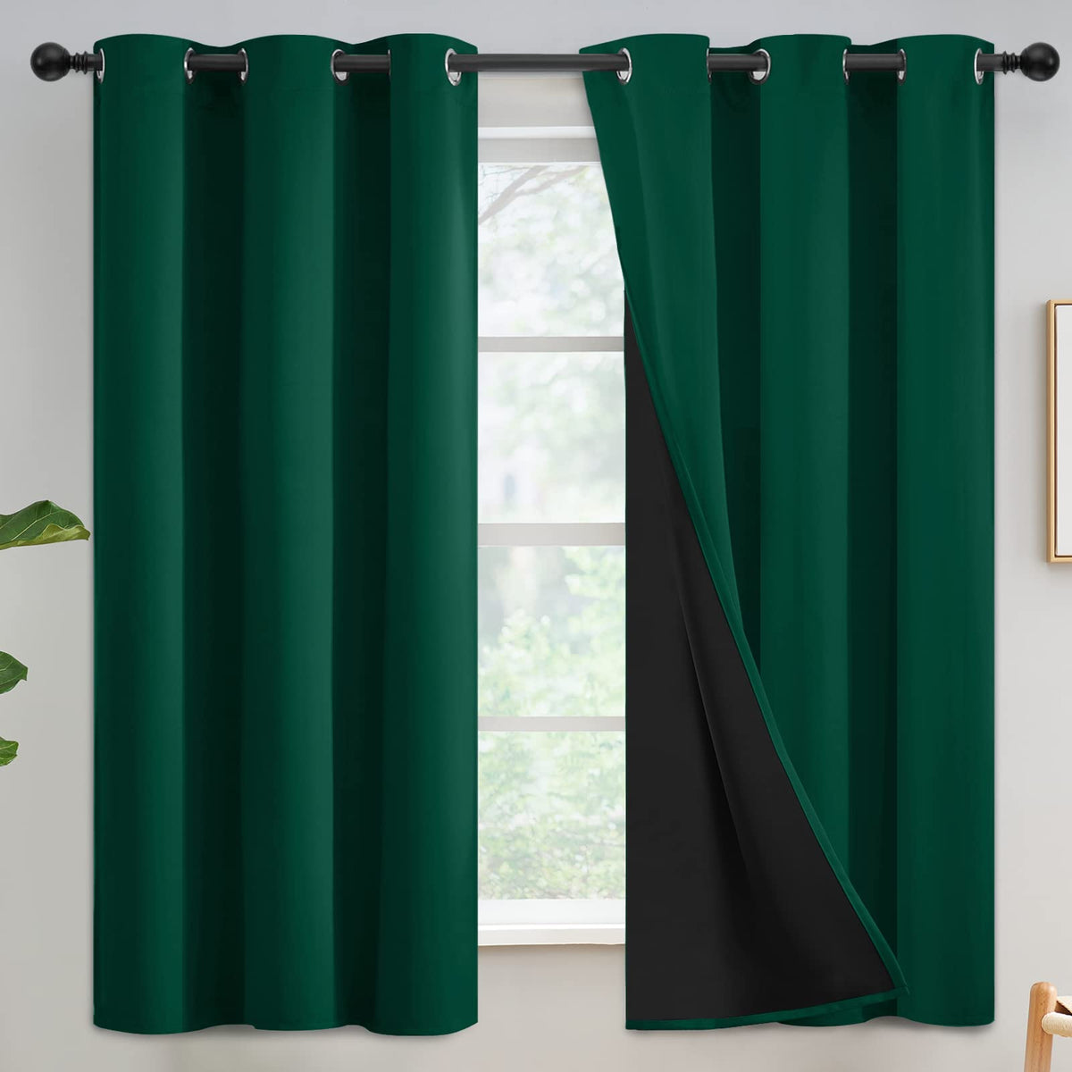 Yakamok Emerald Green Blackout Curtains 84 inches for Living Room, 52" Wide