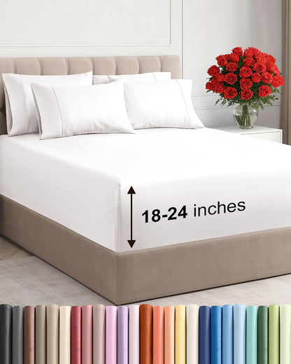 CGK Extra Deep King Sheet Set - 6pc Cooling Sheets - White
