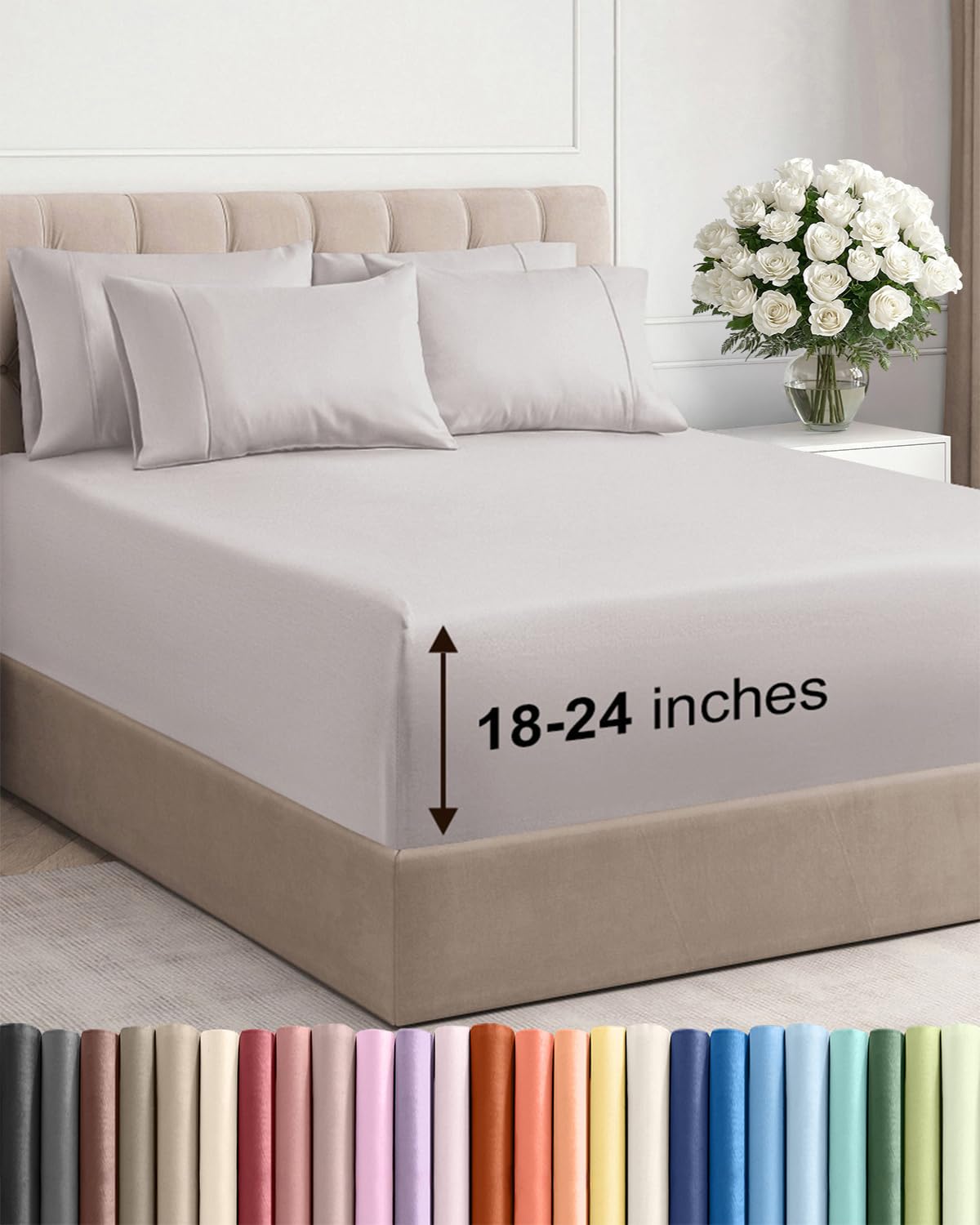 CGK Extra Deep King Sheet Set - 6pc Cooling Sheets - White