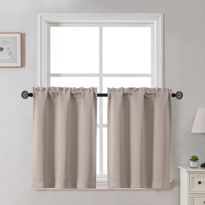 Gwine Black Tier Curtains 24 Inch Long 2 Panels for Kitchen