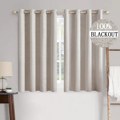 MIULEE 100% Blackout Linen Curtains for Bedroom 52x90 Inches Natural Beige