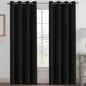 H.VERSAILTEX 100% Blackout Curtains for Bedroom Black Out Curtains 96 inch Thermal Insulated Long Blackout Curtains for Living Room, Energy Saving Curtains for Patio Door Grommet (1 Panel, Jet Black)