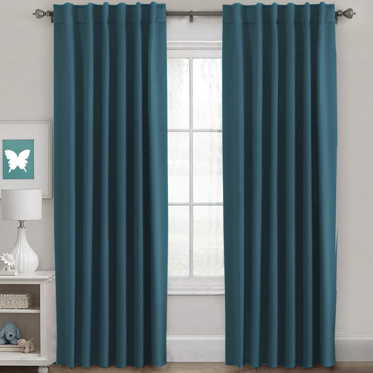 H.VERSAILTEX Blackout Curtains Thermal Insulated Window Treatment Panels Room Darkening Blackout Drapes for Living Room Back Tab/Rod Pocket Bedroom Draperies, 52 x 84 Inch, Light Sage, 2 Panels