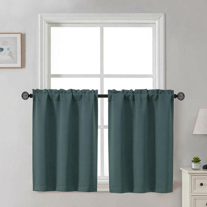 Gwine Black Tier Curtains 24 Inch Long 2 Panels for Kitchen