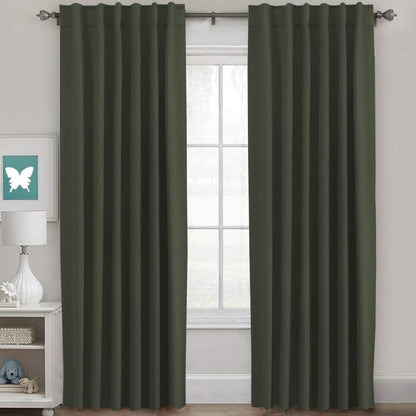 H.VERSAILTEX Blackout Curtains Thermal Insulated Window Treatment Panels Room Darkening Blackout Drapes for Living Room Back Tab/Rod Pocket Bedroom Draperies, 52 x 84 Inch, Light Sage, 2 Panels