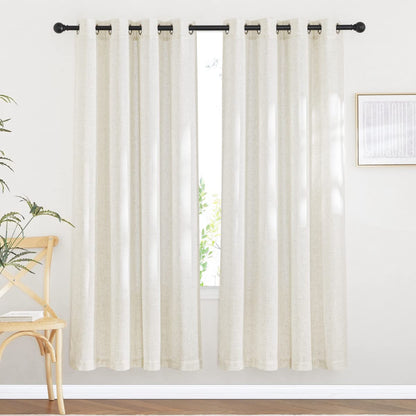 NICETOWN Semi Sheer Linen Ivory Curtains for Bedroom, W52xL84, 2 Panels