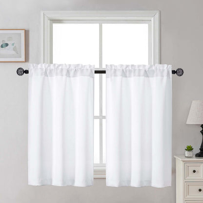 Gwine Black Tier Curtains 24 Inch Long 2 Panels for Kitchen
