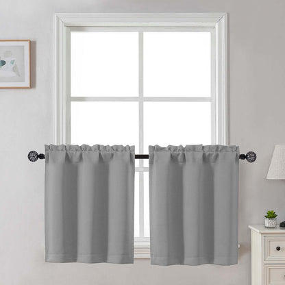 Gwine Black Tier Curtains 24 Inch Long 2 Panels for Kitchen