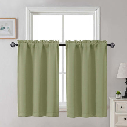 Gwine Black Tier Curtains 24 Inch Long 2 Panels for Kitchen