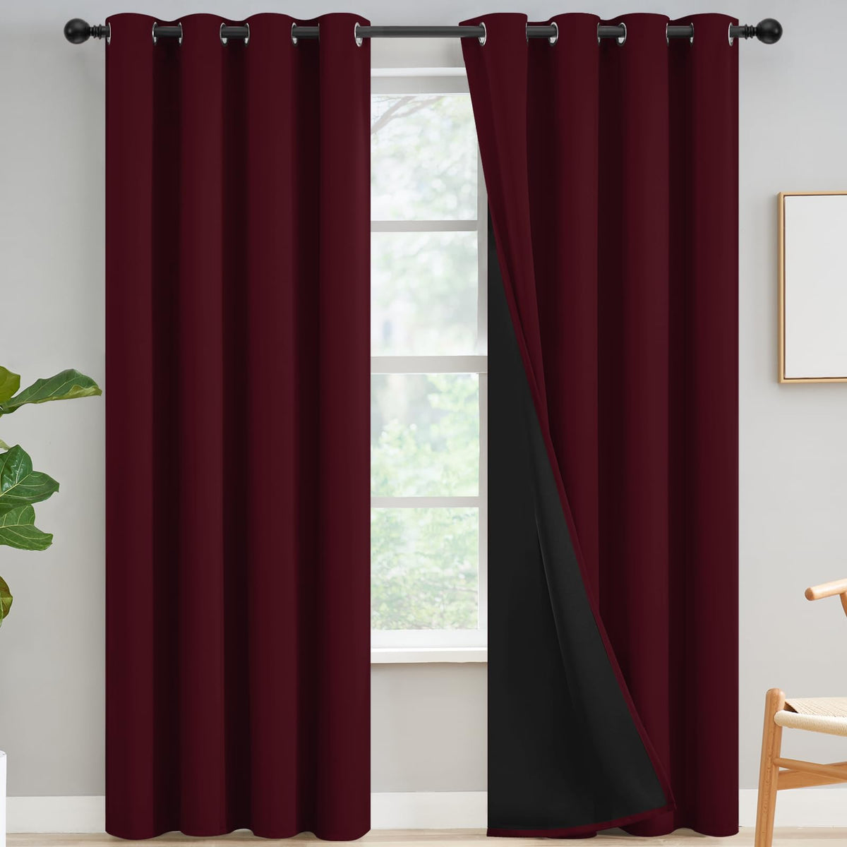 Yakamok Emerald Green Blackout Curtains 84 inches for Living Room, 52" Wide