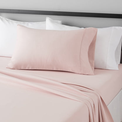 Amazon Basics Lightweight Super Soft Easy Care Breathable Microfiber 4 Piece Bed Sheets Set with 14-Inch Deep Pockets, Full, Navy Blue, Solid