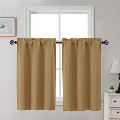 Gwine Black Tier Curtains 24 Inch Long 2 Panels for Kitchen