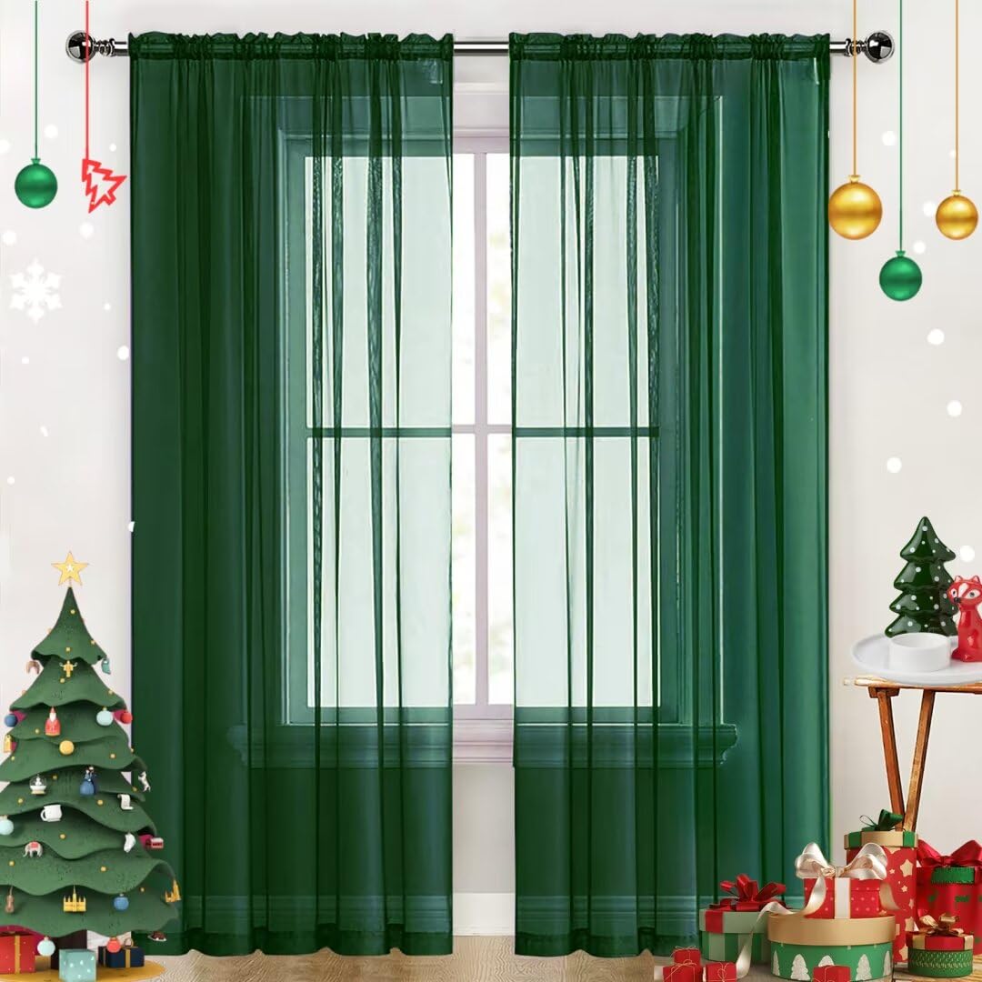 SpaceDresser Sheer Voile Curtains for Living Room 84 Inch Long 2 Panels
