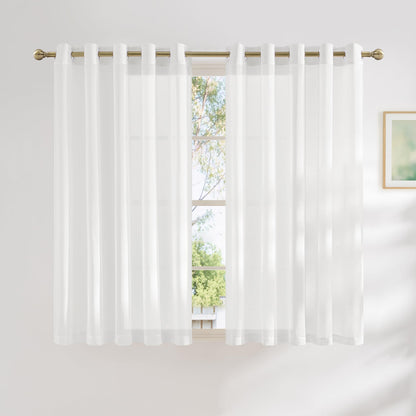 NICETOWN Semi Sheer Linen Ivory Curtains for Bedroom, W52xL84, 2 Panels