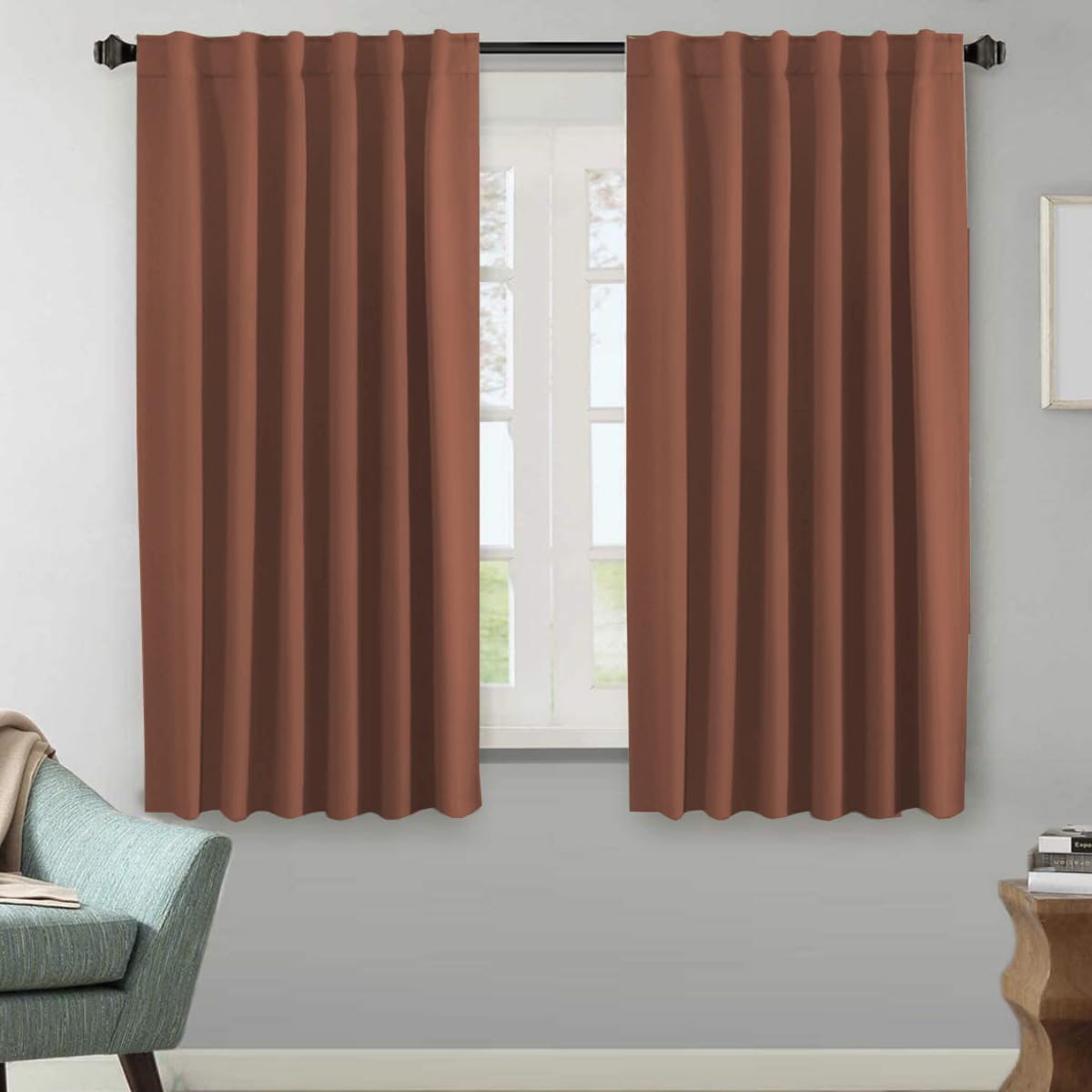 H.VERSAILTEX Blackout Curtains Thermal Insulated Window Treatment Panels Room Darkening Blackout Drapes for Living Room Back Tab/Rod Pocket Bedroom Draperies, 52 x 84 Inch, Light Sage, 2 Panels