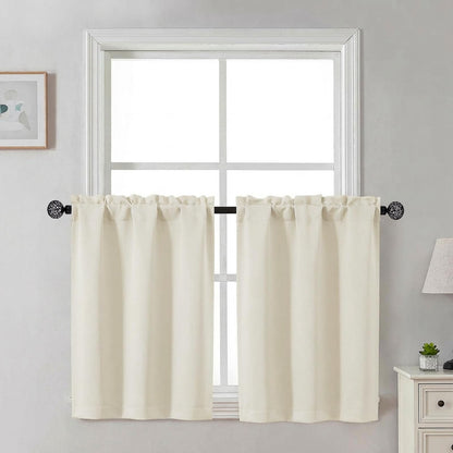 Gwine Black Tier Curtains 24 Inch Long 2 Panels for Kitchen