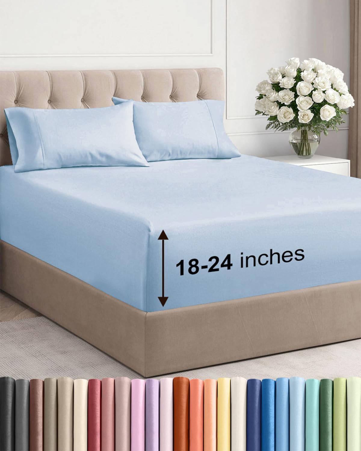 CGK Extra Deep King Sheet Set - 6pc Cooling Sheets - White